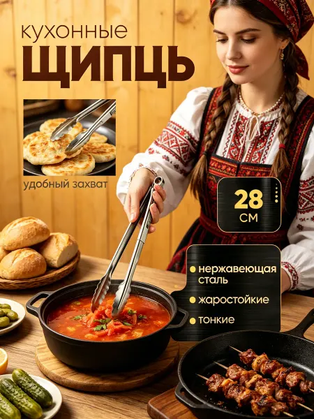 Щипцы кухонные из нержавейки для посудомоечной машины