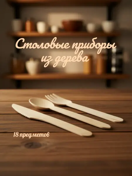 GRIFON Набор деревянных столовых приборов 18 предметов