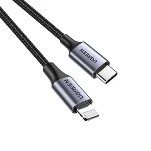 Кабель UGREEN US304 (60761) USB-C to Lightning M/M Cable Aluminum Shell Braided. Длина 2 м. Цвет: черный