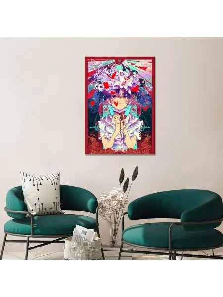 Classic Art Картина на холсте Девочка аниме череп яркий арт 20х30