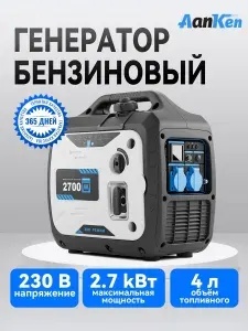 Генератор бензиновый инверторный 2.7 кВА, ручной, мини, Переносная портативная электростанция