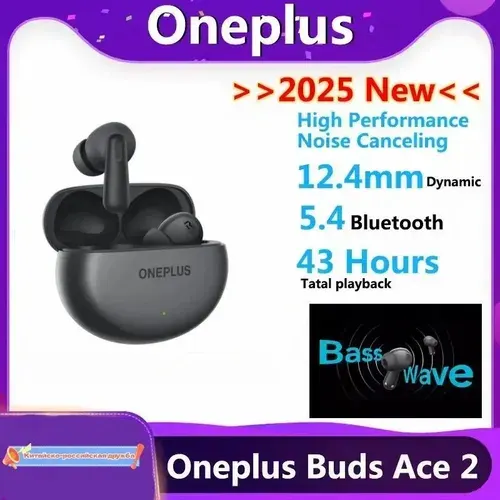 OnePlus Наушники Buds Ace 2 беспроводные с микрофоном , Bluetooth, USB Type-C, черно-серый, черный