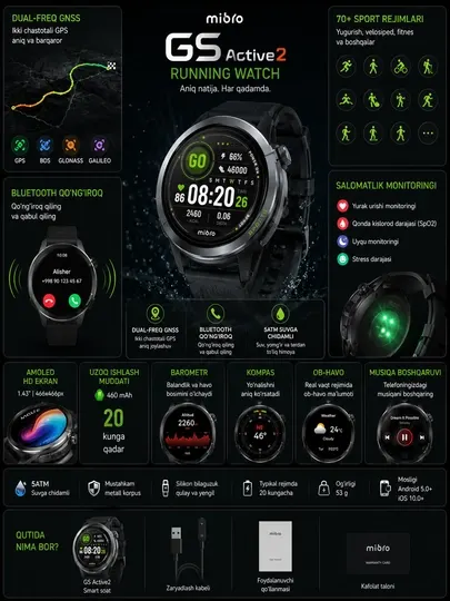 Умные спортивные часы Mibro GS Active 2