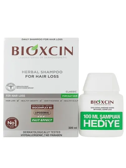 Шампунь Bioxcin Klasik для жирных волос, 300 мл плюс 100 мл в подарок