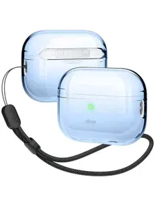 Чехол Elago Clear case with Round strap для Airpods Pro 2 / на Эирподс Про 2 силиконовый, полупрозрачный с регулируемым шнурком, голубой
