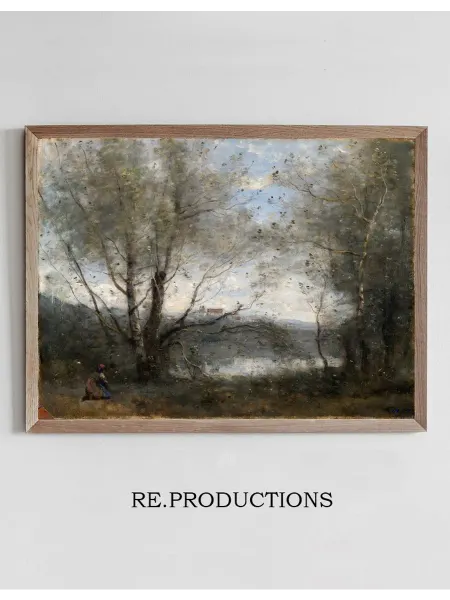 Re.productions Постер A Pond Seen through - Jean-Baptiste-Camille Corot