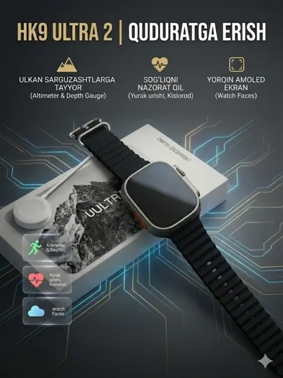 HK9 ULTRA 2 Smart Watch Bluetooth call, AMOLED