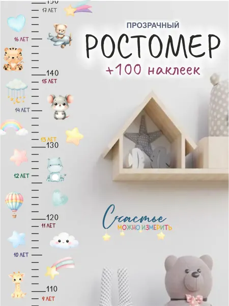 APrint Ростомер детский на стену наклейка 2 метра
