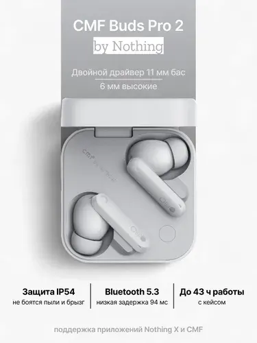 Наушники TWS CMF by Nothing Buds Pro 2 (B172), светло-серые