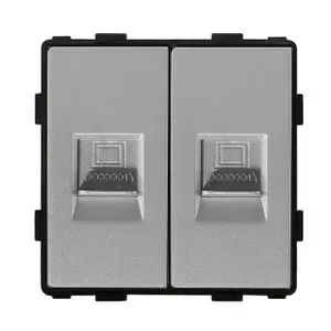 Розетка интернет RJ45 2 порта MVAVA, ethernet, CAT5e, механизм без рамки, серая