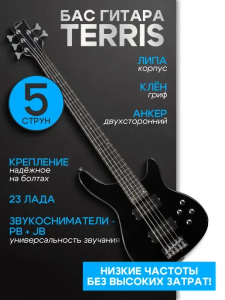 Terris Бас-гитара 5-ти струнная THB-43-5 BK