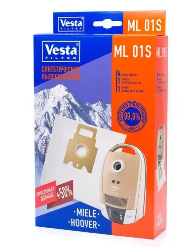ML01s Мешки для пылесосов MIELE, комплект 4 шт + 2 фильтра
