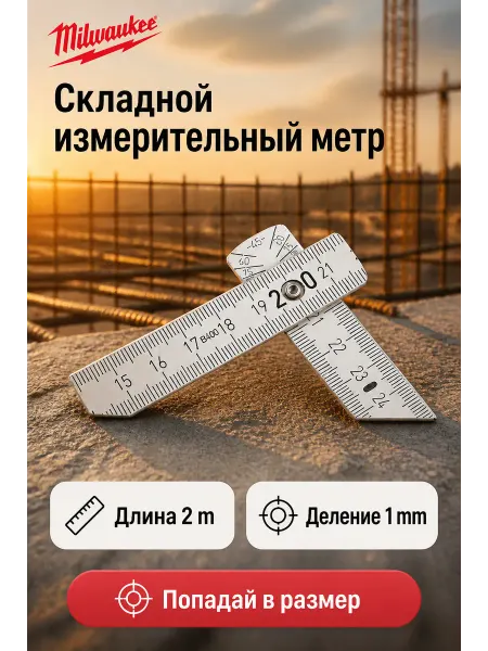 Milwaukee Метр складной измерительный 2 м профессиональный
