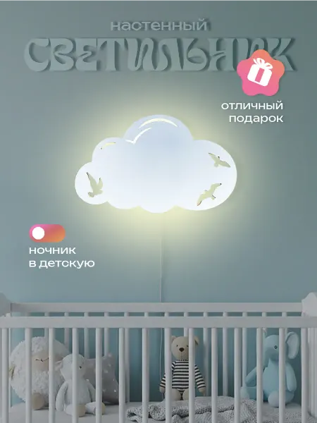 ЛЮКСИОС Светильник в детскую облачко птички