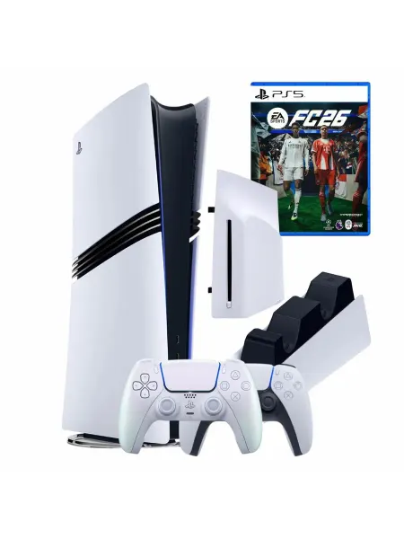 SONY Игровая приставка PS5 Pro + 2й геймпад жемчужный + игра