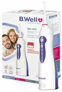 Ирригатор медицинский B.Well WI-911 белый/фиолетовый, портативный, 2 насадки