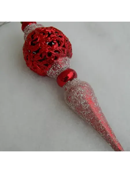 Winter Wings Украшение елочное, подвеска ажурная 19см красная с изморозью