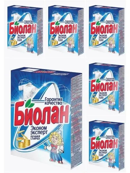 БИОЛАН Стиральный порошок для ручной стирки 350 г, 6 шт