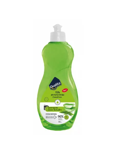 QUALITA Гель для мытья посуды Green tea and Aloe 500мл