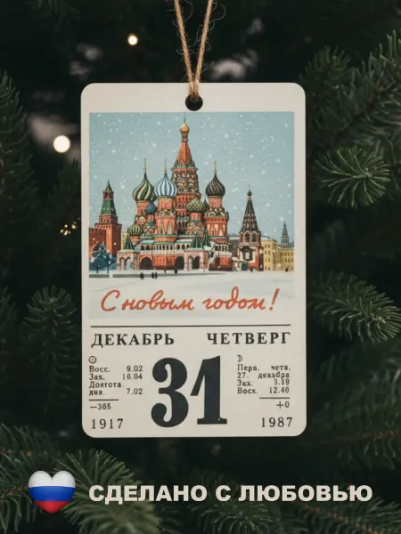 Деревянная елочная игрушка Ретро Календарь