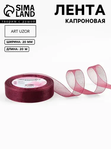 Лента капроновая, лента для упаковки подарков, шитья и рукоделия, 20 мм 20 м бордовая