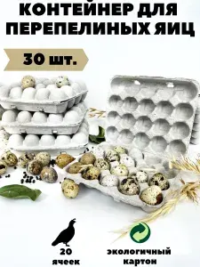 Упаковка (контейнер) для перепелиных яиц 20 ячеек, 30 шт/уп