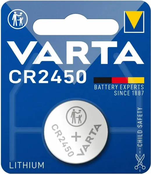 Батарейка VARTA CR2450 Lithium 3V, 1 шт. (1 шт. в блистере), кнопочная