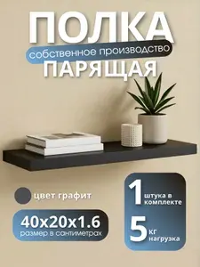 Полка настенная навесная черная 40*20 1шт