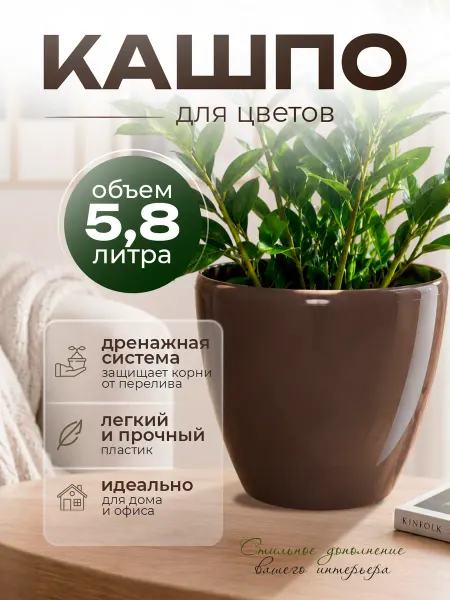 Сантино.ру Кашпо для цветов с дренажной вставкой 5,8 л
