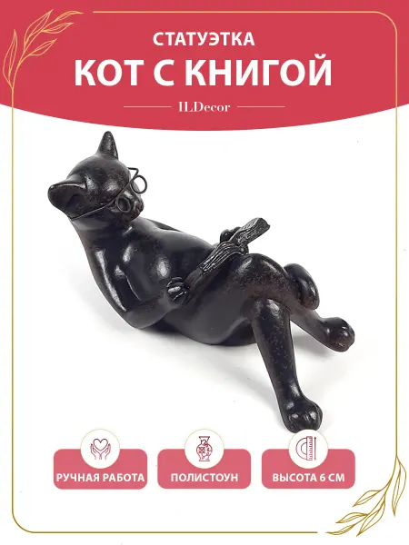 ILDecor Декоративная статуэтка кошка с книгой