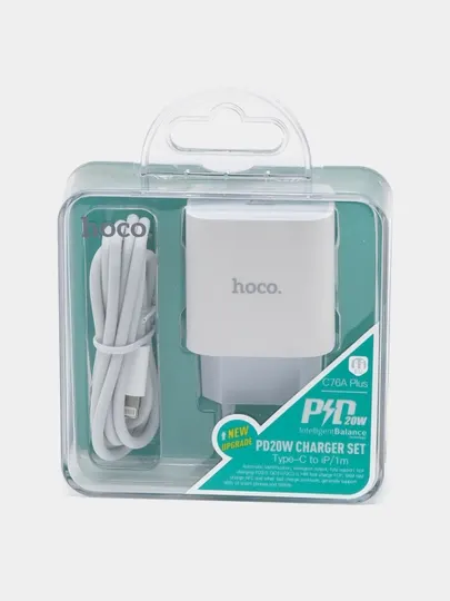 Блок питания HOCO Charger Type-C для iPhone, PD, кабель Type-C/Lightning, 20 Вт