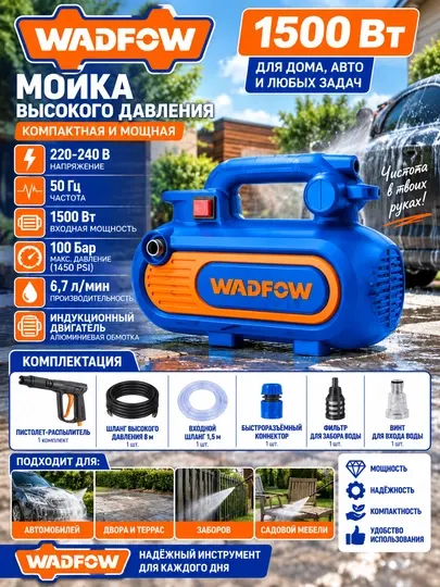 Мини Karcher аккумулятор WADFOW 20 В, распыляет воду, пену, для автомобиля и дома