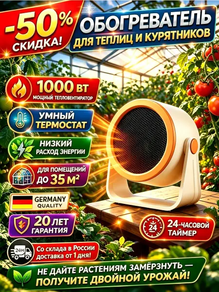 Мини обогреватель для теплицы с терморегулятором