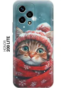 Силиконовый чехол на Honor 200 lite с принтом "Котик и снегопад"