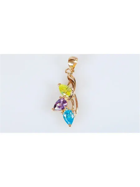 Lotus jewelry Кулон с mix фианитами "Трилистник"