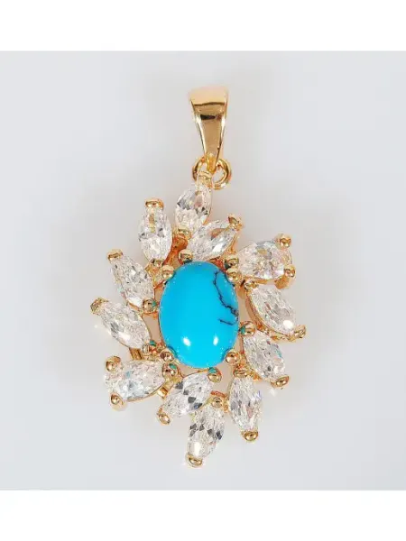 Lotus jewelry Кулон с бирюзой "В стразах"