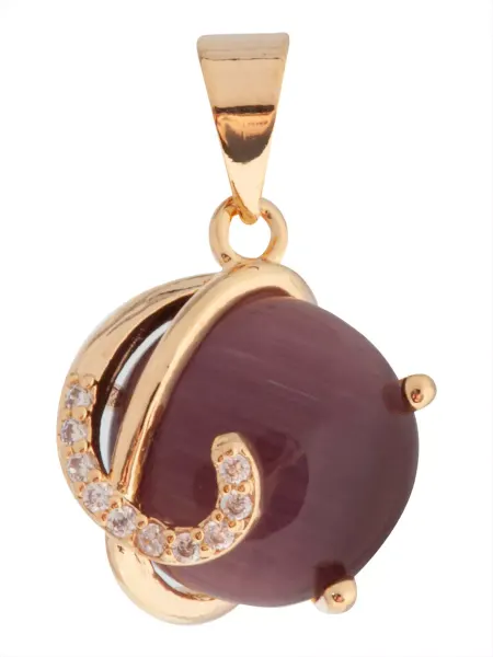 Lotus jewelry Кулон с фиолетовым кошачьим глазом "Версаль"
