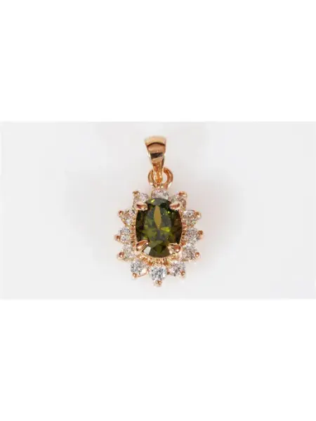 Lotus jewelry Кулон с перидотом "Малый овал в цирконах"