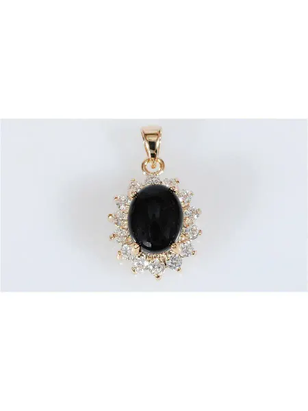 Lotus jewelry Кулон с черным ониксом "Овал в цирконах"