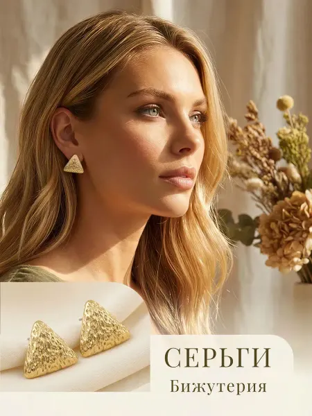 Серьги бижутерия под золото