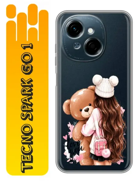 360skin Чехол на Tecno Spark Go 1 Девочка с мишкой для девочек