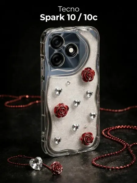 РИНОФОН Чехол с розами на Tecno Spark 10, Tecno Spark 10c