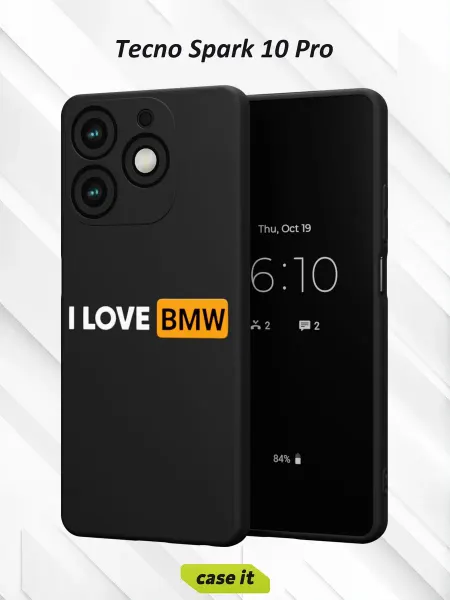 Case it Чехол на Tecno Spark 10 Pro с принтом I love BMW