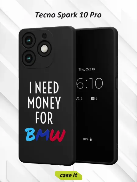 Case it Чехол на Tecno Spark 10 Proс принтом I need money