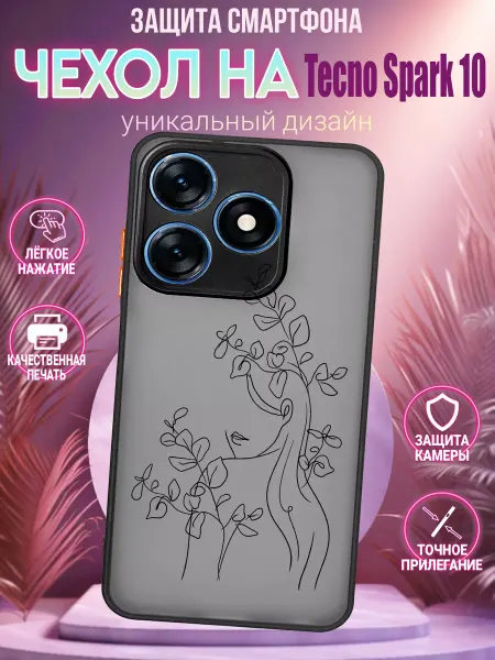 CoverCraze Чехол на Tecno Spark 10 с принтом девушка