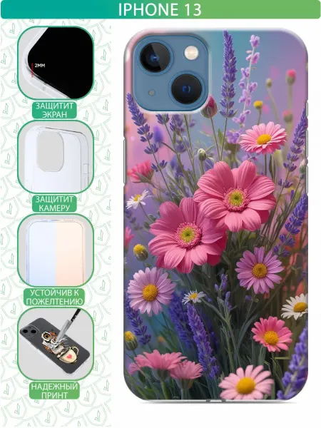 InThisCase Чехол на Iphone 13 с принтом Цветы женские