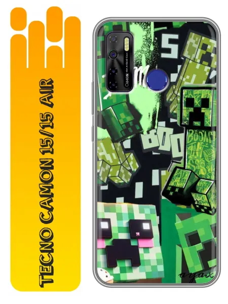 360skin Чехол на Tecno Camon 15, 15 Air Minecraft Майнкрафт