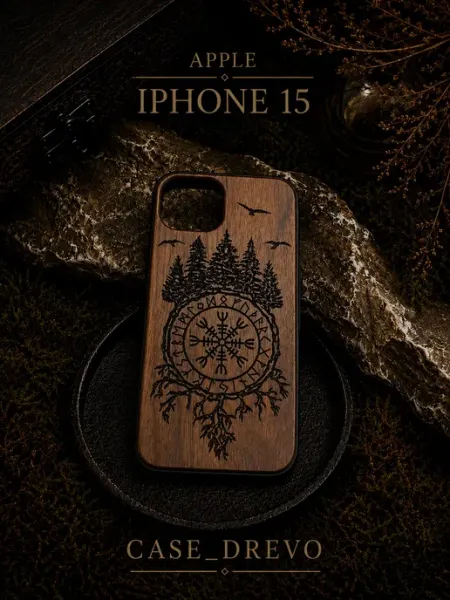 Case_Drevo Деревянный чехол на IPhone 15