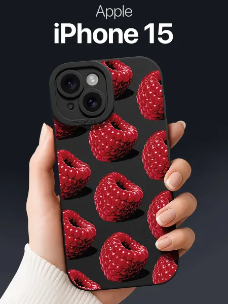 SCDesign Чехол на iPhone 15 с малиной
