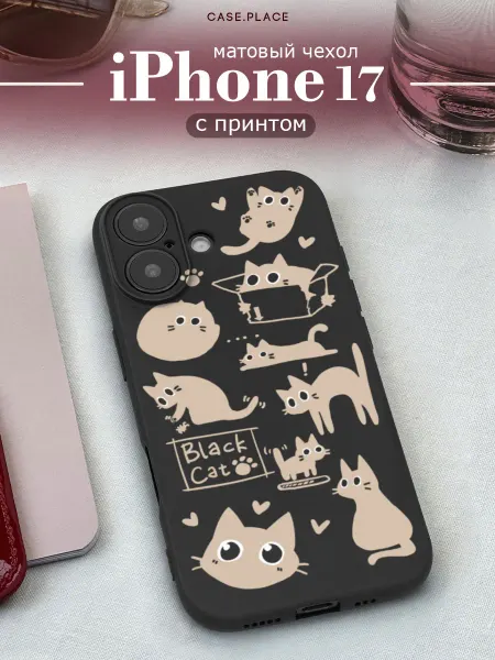 Case Place Матовый чехол на iPhone 17 с котиками